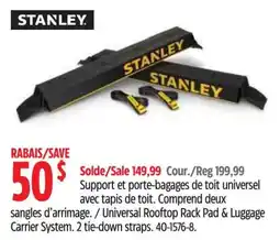 Canadian Tire Stanley universal rooftop rack pad & luggage carrier system offer