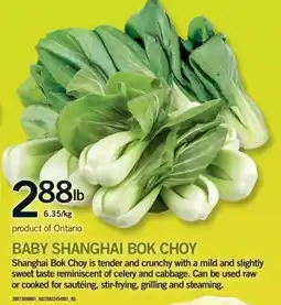 Fortinos Baby shanghai bok choy offer