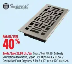 Canadian Tire Imperial decorative floor registers offer