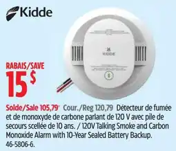 Canadian Tire Kidde 120V Talking Smoke and Carbon Monoxide Alarm offer