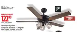 Canadian Tire for living ceiling fan with 3 lights 3 speeds 52-9706-4 offer