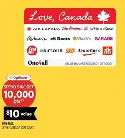 Shoppers Drug Mart One4all love canada gift card offer