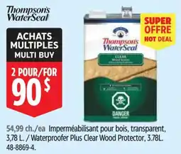 Canadian Tire Thompson's WaterSeal waterproofer plus clear wood protector offer