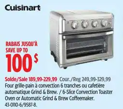 Canadian Tire Cuisinart four grille-pain à convection 6 tranches ou cafetiÃ¨re automatique Grind & Brew offer