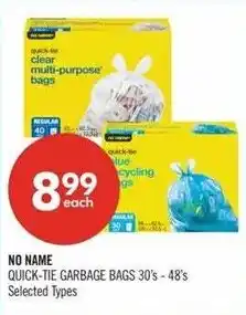 Shoppers Drug Mart No Name quick-tie garbage bags offer