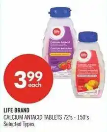 Shoppers Drug Mart Life brand calcium antacid tablets offer
