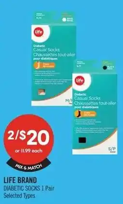 Shoppers Drug Mart Life brand diabetic socks 1 pair offer
