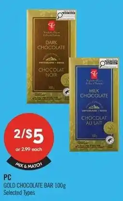 Shoppers Drug Mart PC gold chocolate bar offer