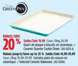 Canadian Tire Green Pan ceramic quarter cookie sheet offer