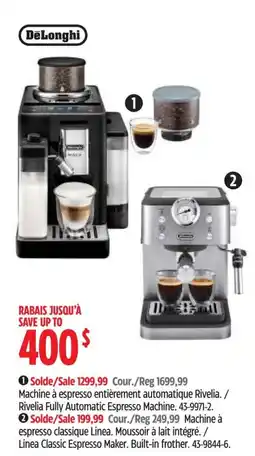 Canadian Tire DeLonghi Rivelia Fully Automatic Espresso Machine offer