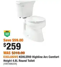 Home Depot Kohler highline arc comfort height 4.8l round toilet offer