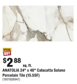 Home Depot Anatolia 24" x 48" Calacatta Solano Porcelain Tile offer