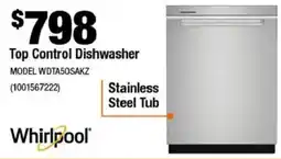 Home Depot Whirlpool top control dishwasher offer