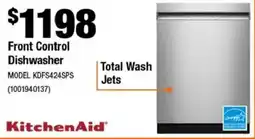 Home Depot KitchenAid front control dishwasher offer