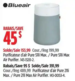 Canadian Tire Blueair Purificateur d'air Pure 51li Max. / Pure 51li Max Air Purifier offer