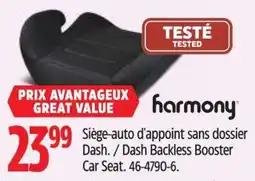 Canadian Tire Harmony dash backless booster car seat offer