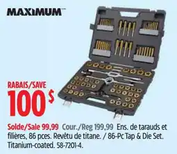 Canadian Tire Maximum 86-Pc Tap & Die Set offer