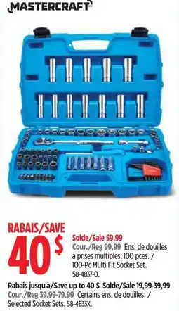 Canadian Tire Mastercraft 100-Pc Multi Fit Socket Set offer