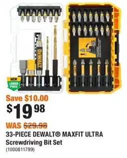 Home Depot DeWalt maxfit ultra screwdriving bit set offer