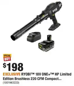 Home Depot Ryobi 18v one+ hp limited edition brushless 220 cfm compact offer