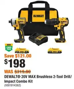 Home Depot DeWalt 20v max brushless 2-tool drill/impact combo kit offer
