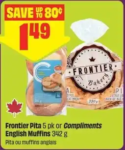FreshCo Frontier Pita or Compliments English Muffins offer