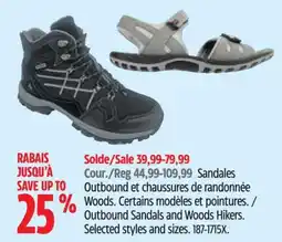 Canadian Tire Outbound Sandals and Woods Hikers offer