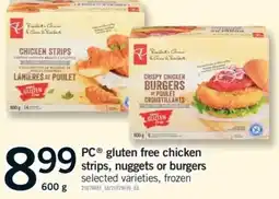 Fortinos PC gluten free chicken strips, nuggets or burgers offer