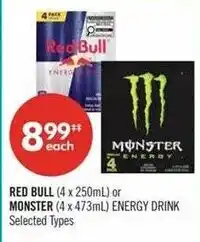 Shoppers Drug Mart Red Bull or Monster Energy Drink offer