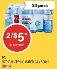 Shoppers Drug Mart PC natural spring water offer
