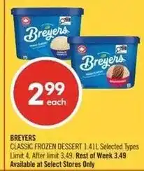 Shoppers Drug Mart Breyers classic frozen dessert offer