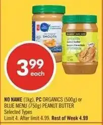 Shoppers Drug Mart No Name peanut butter offer