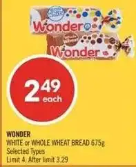 Shoppers Drug Mart Wonder white or whole wheat bread offer
