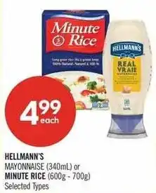 Shoppers Drug Mart Hellmann's mayonnaise or minute rice offer