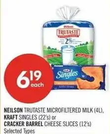 Shoppers Drug Mart Neilson trutaste microfiltered milk kraft singles or cracker barrel cheese slices offer