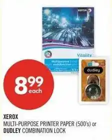 Shoppers Drug Mart Xerox multi-purpose printer paper or Dudley combination lock offer