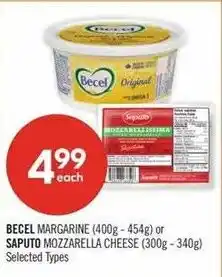 Shoppers Drug Mart Becel margarine or Saputo mozzarella cheese offer