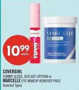 Shoppers Drug Mart Covergirl yummy gloss outlast lipstain or marcelle eye makeup remover pads offer