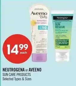 Shoppers Drug Mart Neutrogena or Aveeno sun care products offer