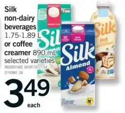Fortinos Silk non-dairy beverages or coffee creamer offer