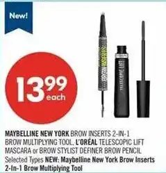 Shoppers Drug Mart Maybelline New York Brow Inserts 2-in-1 Brow Multiplying Tool offer