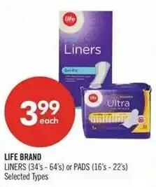 Shoppers Drug Mart Life brand liners offer