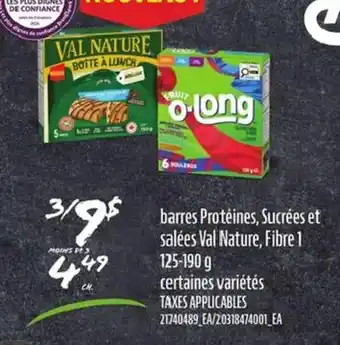 Barres protéines, sucrées et salées val nature, fibre 1