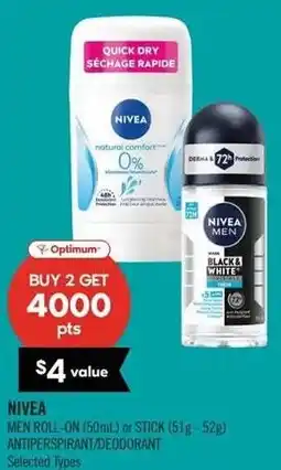 Shoppers Drug Mart Nivea men roll-on or stick offer