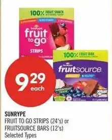 Shoppers Drug Mart Sunyype fruit to go strips or fruitsource bars offer