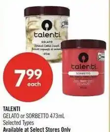 Shoppers Drug Mart Talenti gelato or sorbetto offer