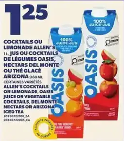 Provigo Oasis cocktails or lemonade offer