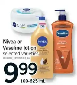 Fortinos Nivea or Vaseline lotion offer
