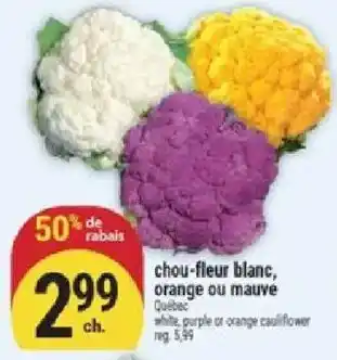 Marché Adonis chou-fleur blanc, orange ou mauve offer