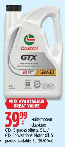 Canadian Tire Castrol GTX conventional motor oil offer